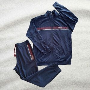 Boss Men’s Cotton Navy Full Zip French Terry Track Jacket and Sweatpants Set XXL